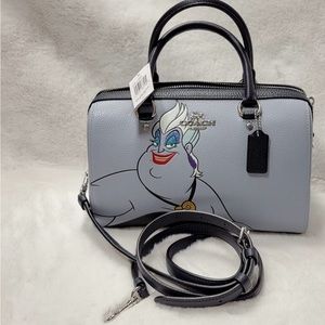 Coach X Disney CC156 Ursula Motif Pebbled Leather Rowan Satchel Crossbody Bag